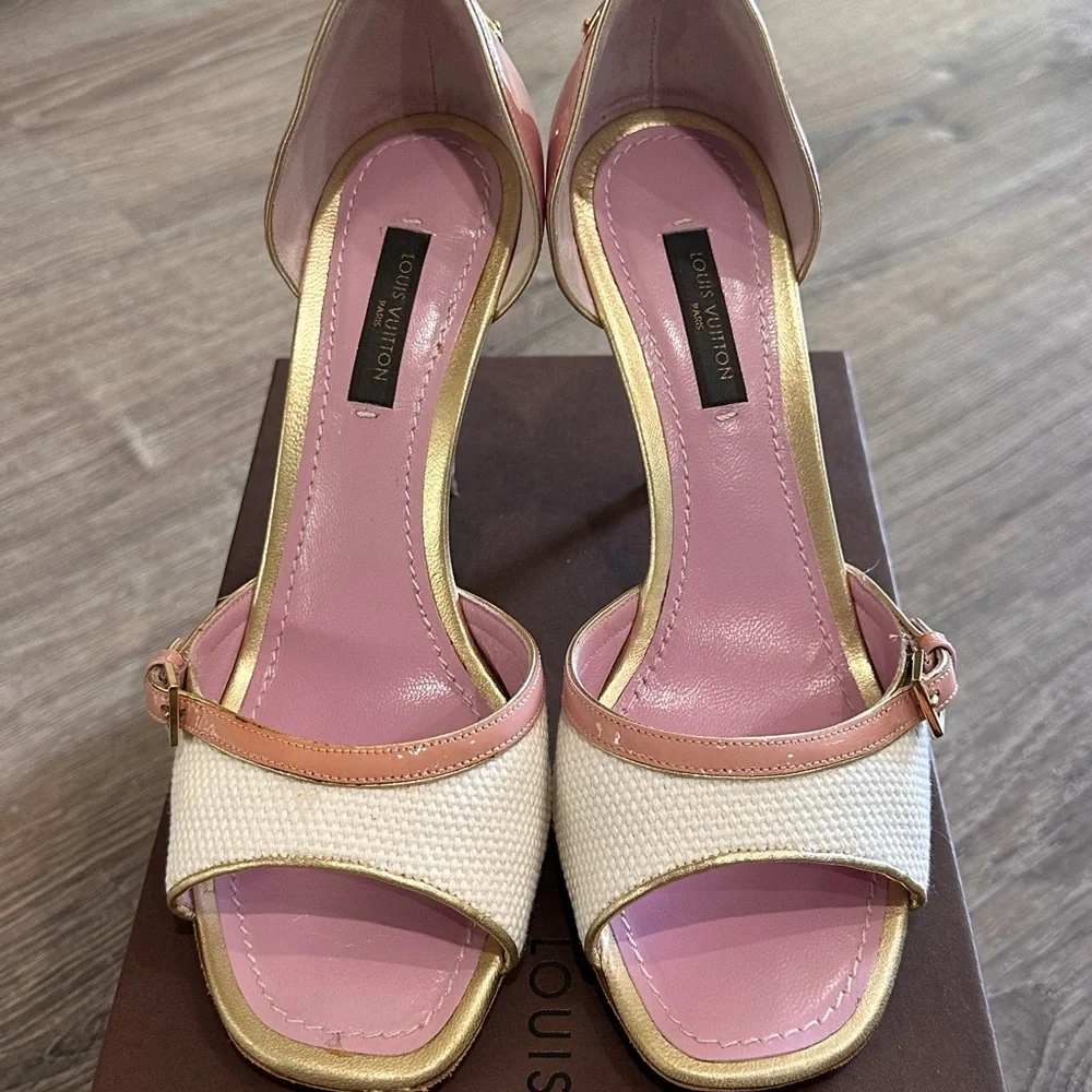 Louis Vuitton White/Lilac Sandal Heels - Picture 5 of 11